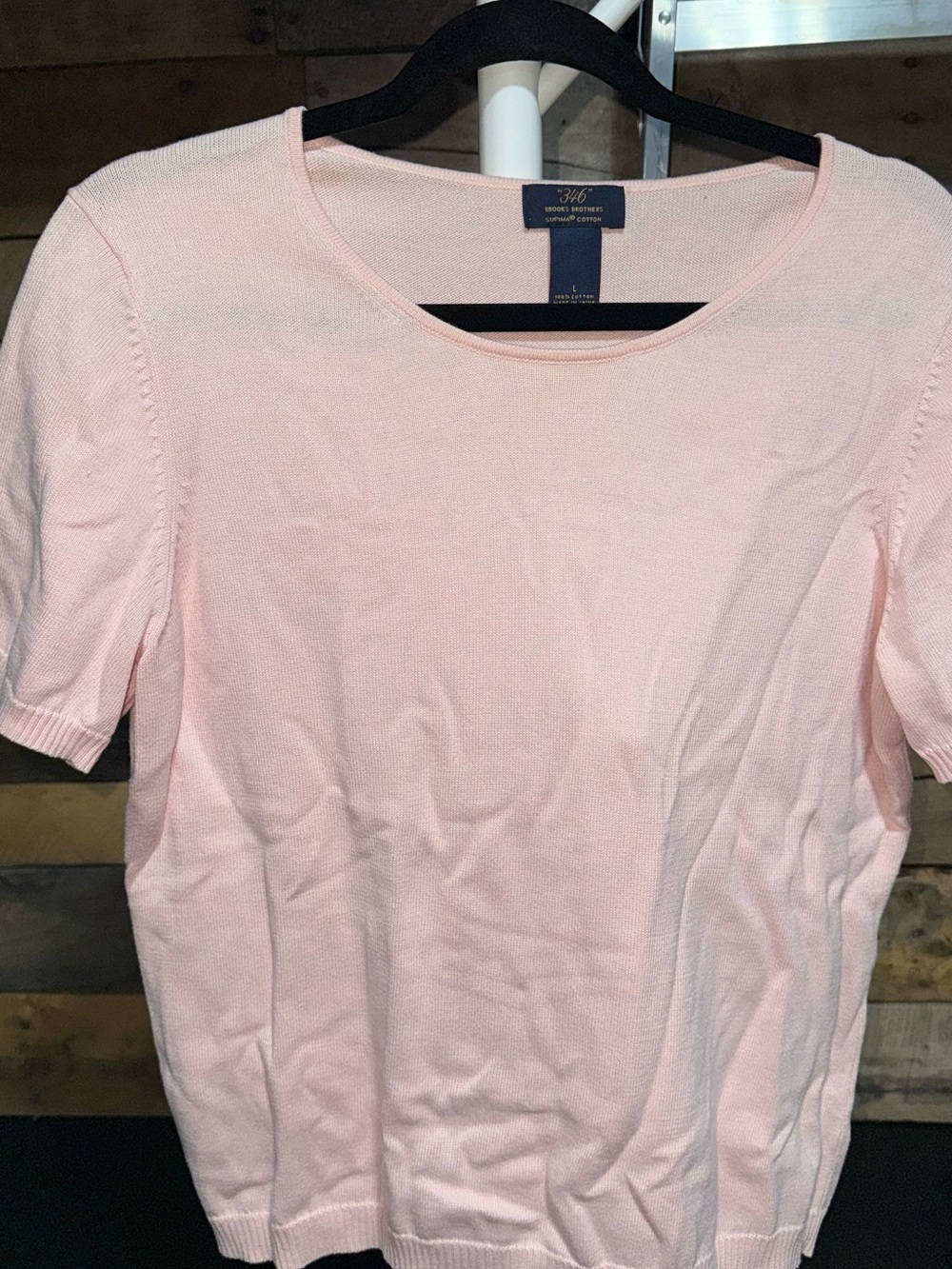 Brooks Brothers Light Pink Short Sleeve Knit Top Large